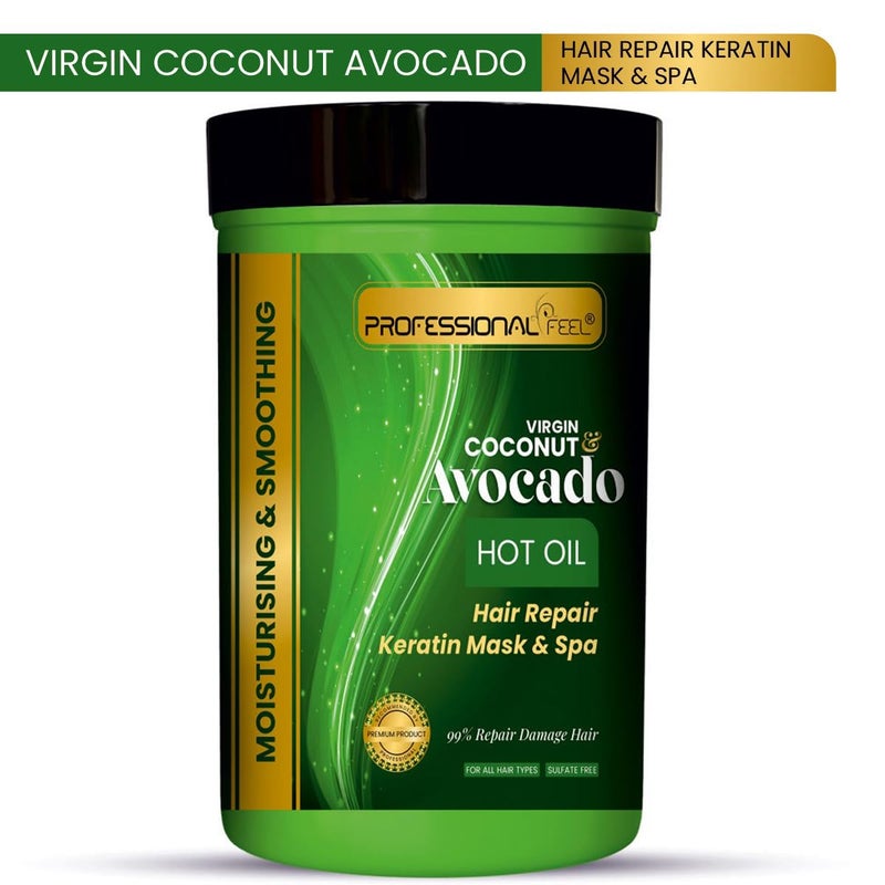 Professional Feel Virgin Coconut  Avocado Oil Hair Repair Keratin Hair Repair Mask  Spa Moisturising Smoothing Hair Spa 800 gm - Image 4
