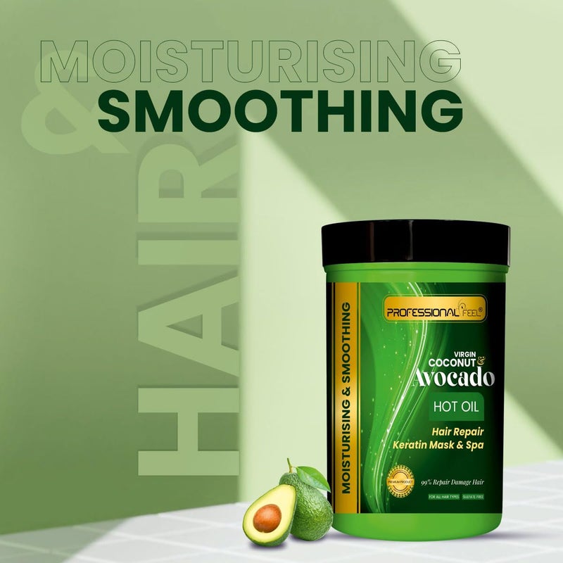 Professional Feel Virgin Coconut  Avocado Oil Hair Repair Keratin Hair Repair Mask  Spa Moisturising Smoothing Hair Spa 800 gm - Image 2