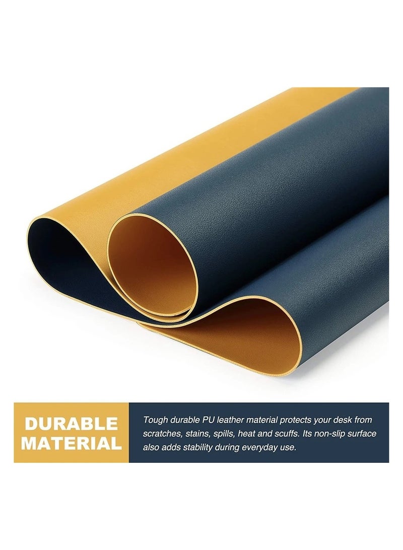 Large Desk Pad, Non Slip Pu Leather Mouse Pad Waterproof Protector, Dual Side Use Writing Mat For Office Home, 80Cm X 40Cm Gamming mouse pad, water profe,two in one color, - Image 3