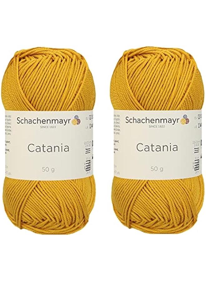 Arabest 【 Set of 2 Skeins 】 SMC Catania Originals 100% Mercerized Cotton Yarn, Total 3.52 Oz. Each 1.76 Oz (50g) / 136 Yrds (125 m) Amigurumi Yarn Fine-Sport 2 (249 Gold) - Image 1