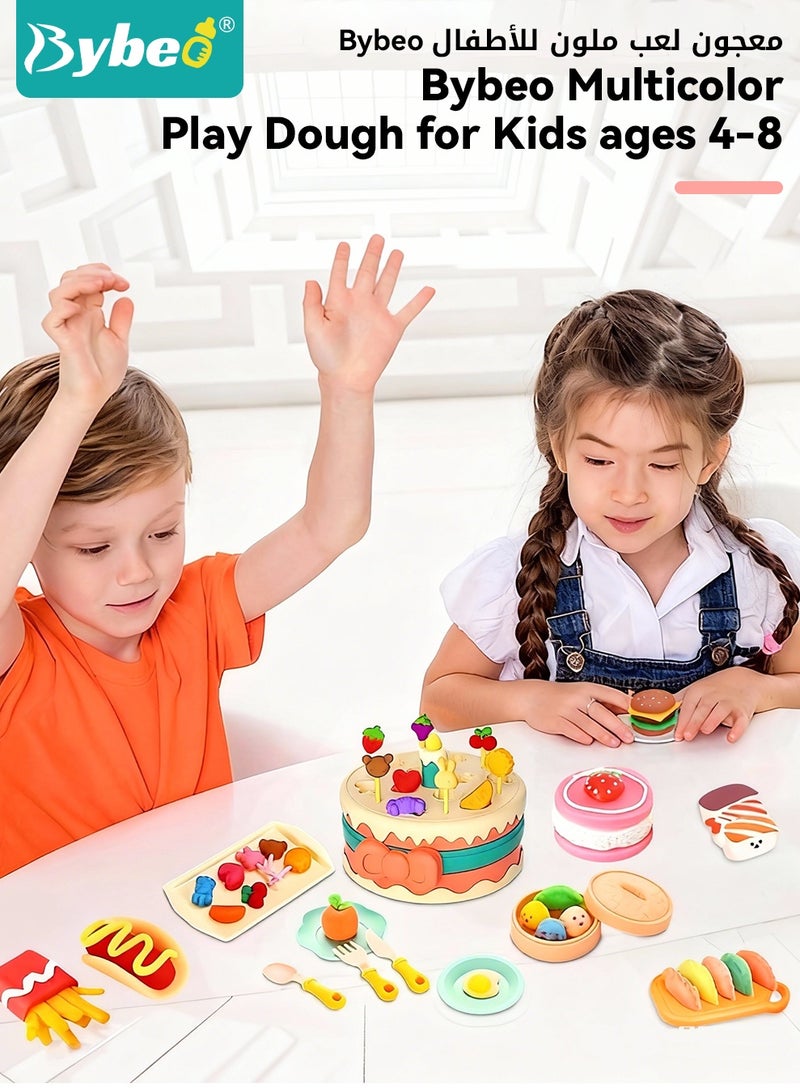 Bybeo Kids Playdough Set, DIY Play Dough Tools Set, Playdough Birthday Cake Toy with 20 PCS Play Dough Accessories and Play Clay Sets with 12 Colors Dough, Kids Arts and Crafts Kit - Image 4