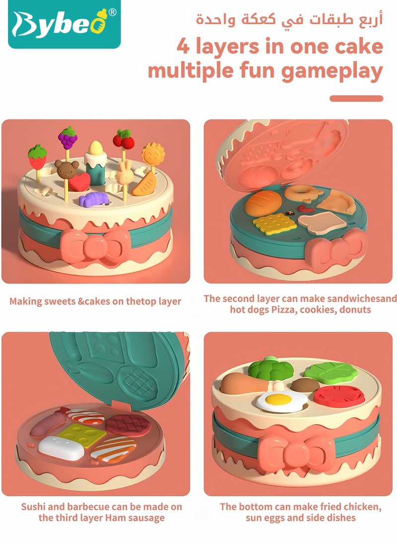 Bybeo Kids Playdough Set, DIY Play Dough Tools Set, Playdough Birthday Cake Toy with 20 PCS Play Dough Accessories and Play Clay Sets with 12 Colors Dough, Kids Arts and Crafts Kit - Image 2