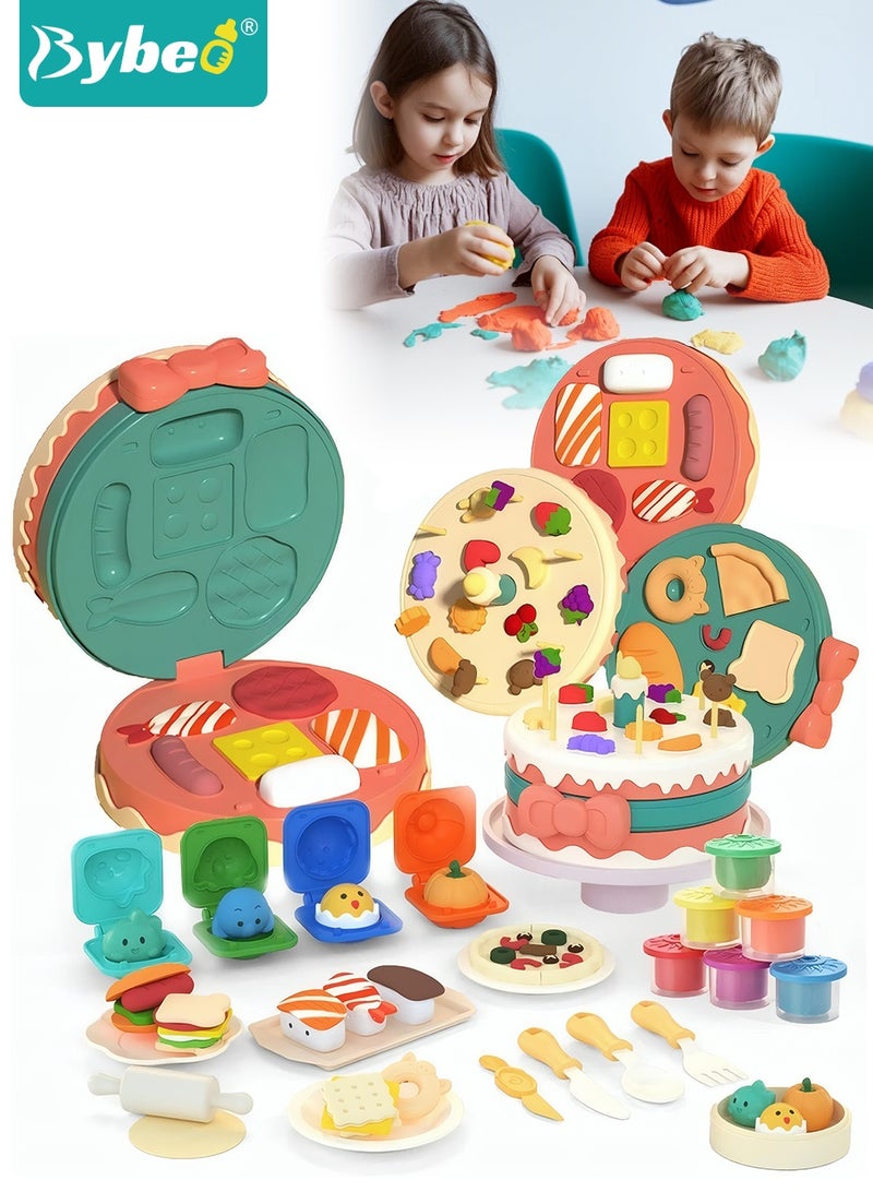 Bybeo Kids Playdough Set, DIY Play Dough Tools Set, Playdough Birthday Cake Toy with 20 PCS Play Dough Accessories and Play Clay Sets with 12 Colors Dough, Kids Arts and Crafts Kit - Image 1