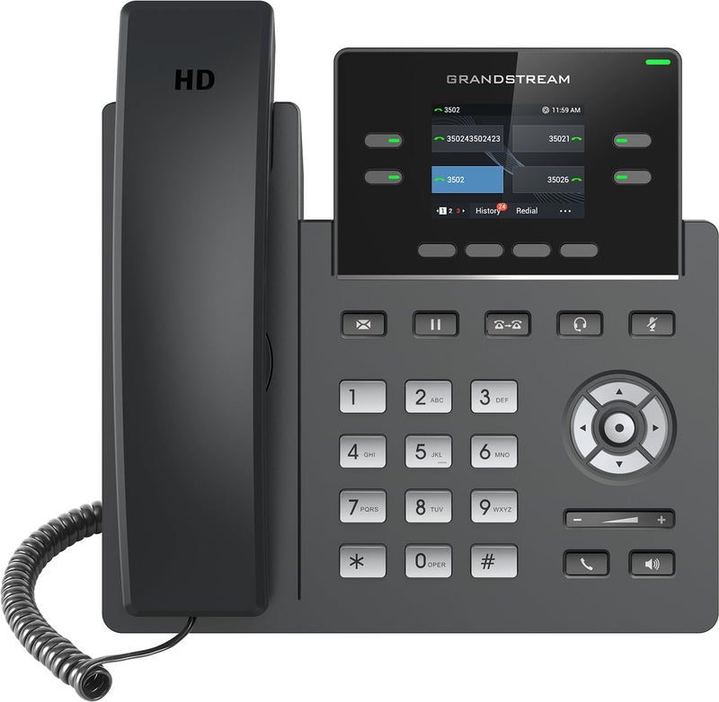 Grandstream هاتف IP GRP2612W | 4 خطوط، 4 حسابات SIP | شاشة ملونة 2.4 بوصة | واي فاي 5 | منفذ إيثرنت مزدوج 10/100 مع PoE مدمج - Image 1