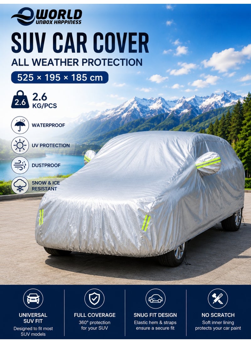 Eworld Premium SUV Car Cover Waterproof 3-Layer Protection - UV & Heat Resistant, Dust & Scratch Proof Full Car Cover for SUVs with Straps & Storage Bag - Image 1