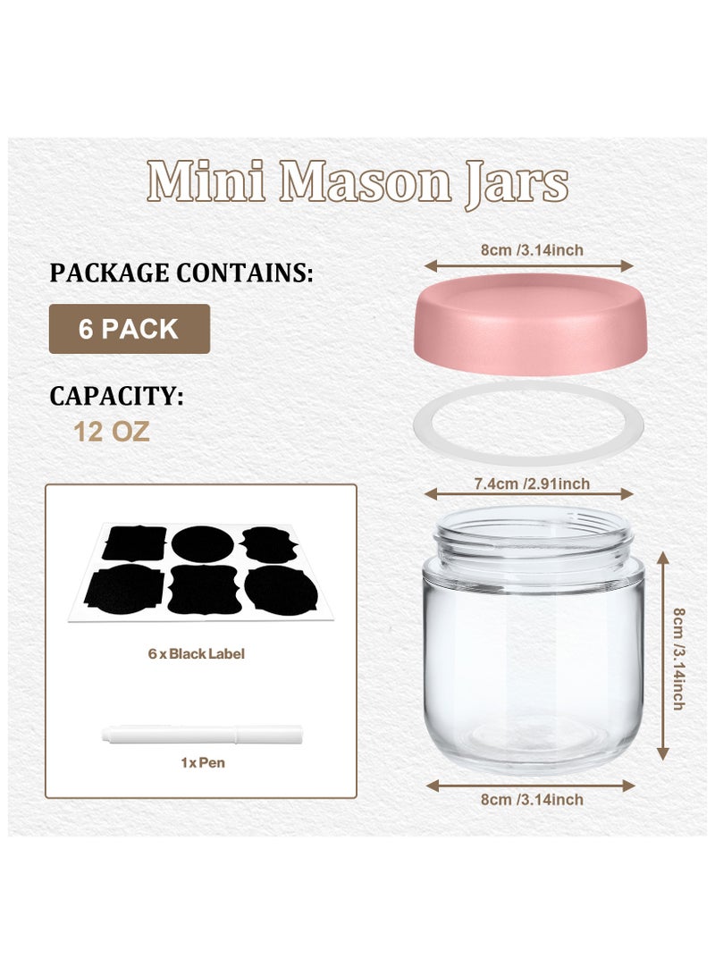 SKYLINK 6Pack 12oz Glass Storage Jars with Colorful Lids – Small Clear Jars for Food, Spices, Sauces, Snacks – Reusable Containers with Labels & Marker  - Image 2