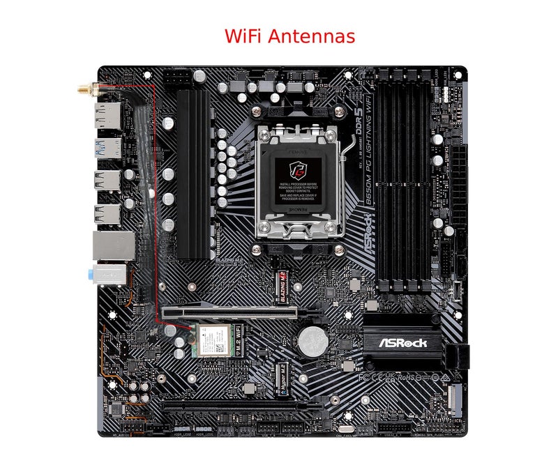 ASRock B650M PG Lightning WiFi 6E AMD Ryzen 9000/8000/7000 Series Socket AM5 B650 DDR5 up to 7200+ (OC) MHz 256 GB SATA3 6.0 Gb/s Micro ATX Motherboard M.2 RGB LED BIOS Flashback - Image 3
