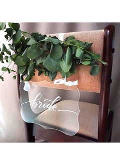 UNIQOOO UNIQOOO 4 Set Custom DIY Clear Blank Acrylic Hanging Sign | 8x12 in Elegant Wedding Chair Signs w/White Satin Ribbon For Bride & Groom | Perfect for Calligraphy Lovers Home Retail Store Party  - Image 5