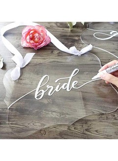 UNIQOOO UNIQOOO 4 Set Custom DIY Clear Blank Acrylic Hanging Sign | 8x12 in Elegant Wedding Chair Signs w/White Satin Ribbon For Bride & Groom | Perfect for Calligraphy Lovers Home Retail Store Party  - Image 1