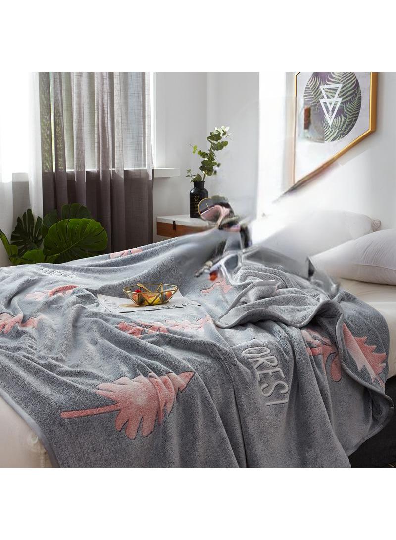 Bluejw 1-Piece Plant Pattern Cozy Blanket Air Conditioning Blanket - Image 1