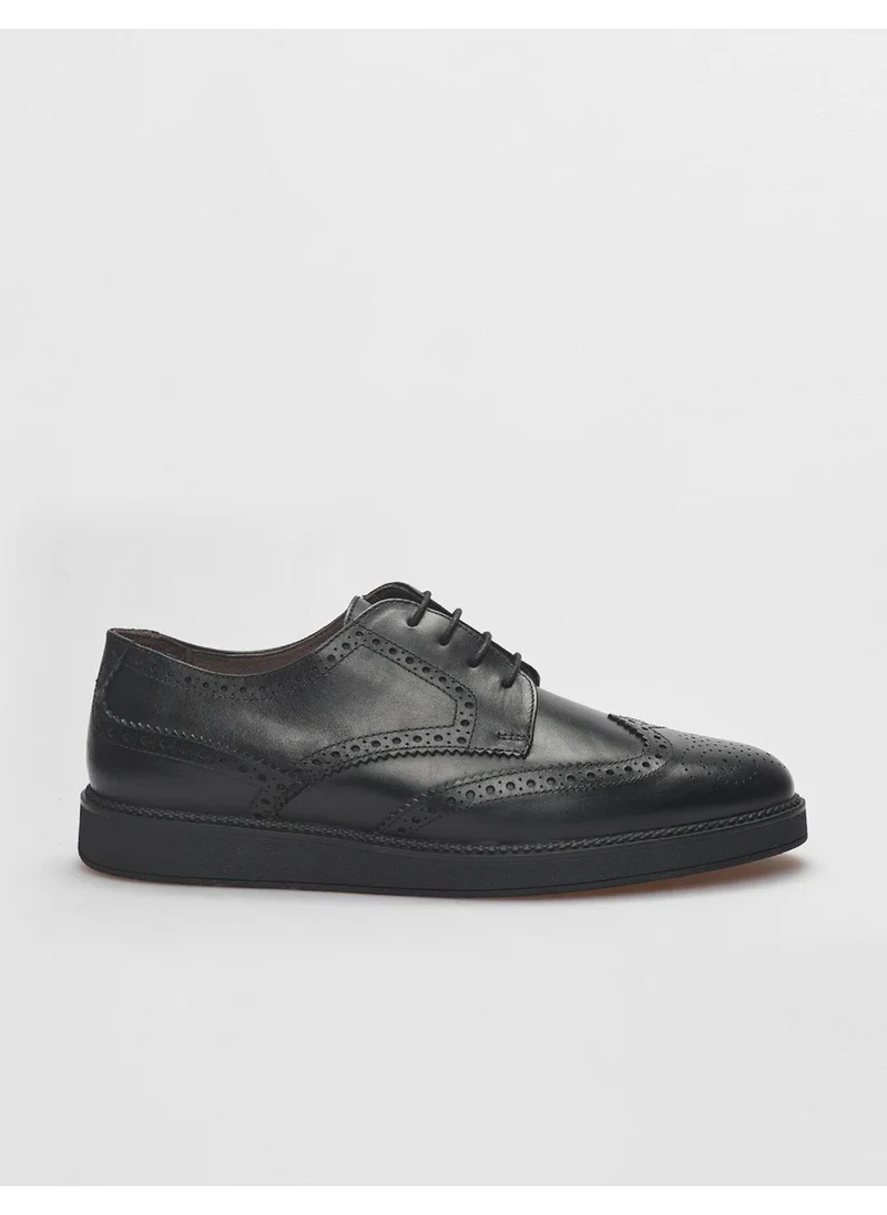 Cabani Genuine Leather Black Lace-Up Men's Casual Shoes