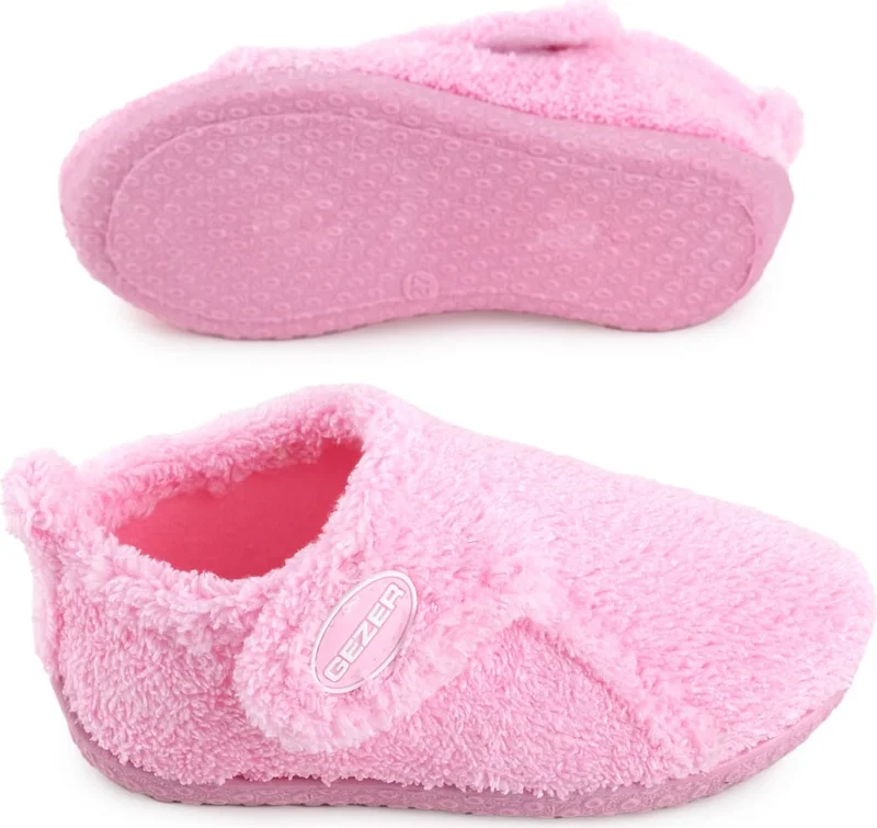 جيزر Winter Girls Plush Comfortable Sole Velcro Adjustable Home School Nursery Slippers Shoes