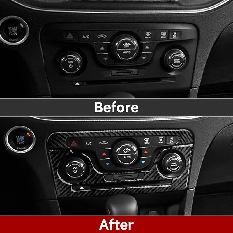 لاصقات للوحة مفتاح تعديل حجم تكييف الهواء في السيارة لطرازات Dodge Charger من عام 2011 إلى 2014، إكسسوارات من الألياف الكربونية للديكور الداخلي - Image 3