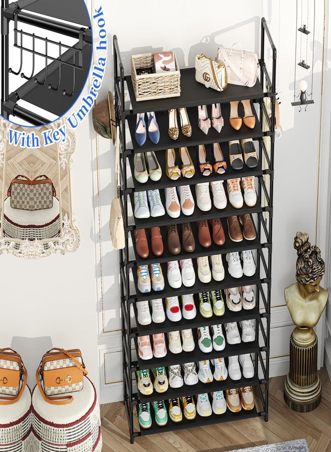 Simple Trending Tall Shoe Rack Storage Holds 40 Pairs, 10 Tier Shoe Organizer Shelf Large Capacity for Entryway Closet, Black - Image 2