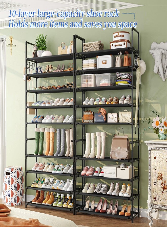 Simple Trending Tall Shoe Rack Storage Holds 40 Pairs, 10 Tier Shoe Organizer Shelf Large Capacity for Entryway Closet, Black - Image 3