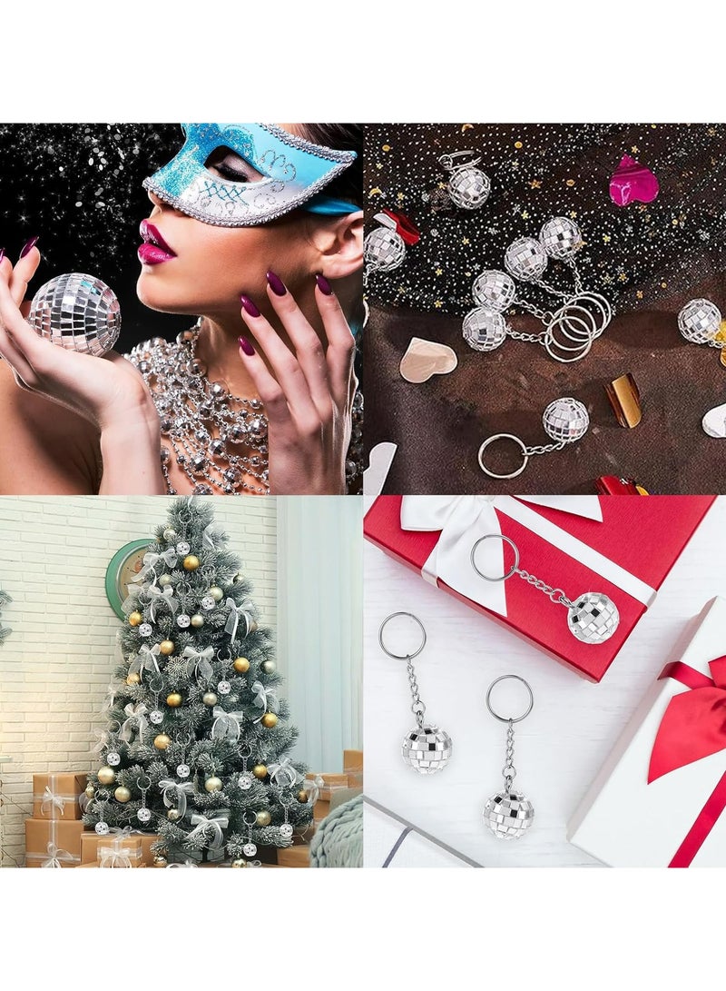Oasisgalore Shine Bright with 70s Disco Ball Keychain Set - 8 Pieces Mirror Ball Party Favors - Silver Keychains - Fun Party Supplies & Accessories - Image 3