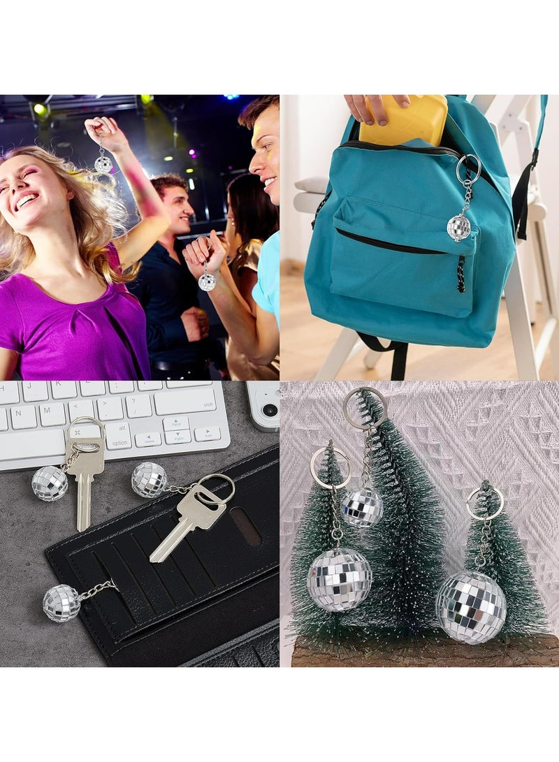 Oasisgalore Shine Bright with 70s Disco Ball Keychain Set - 8 Pieces Mirror Ball Party Favors - Silver Keychains - Fun Party Supplies & Accessories - Image 4