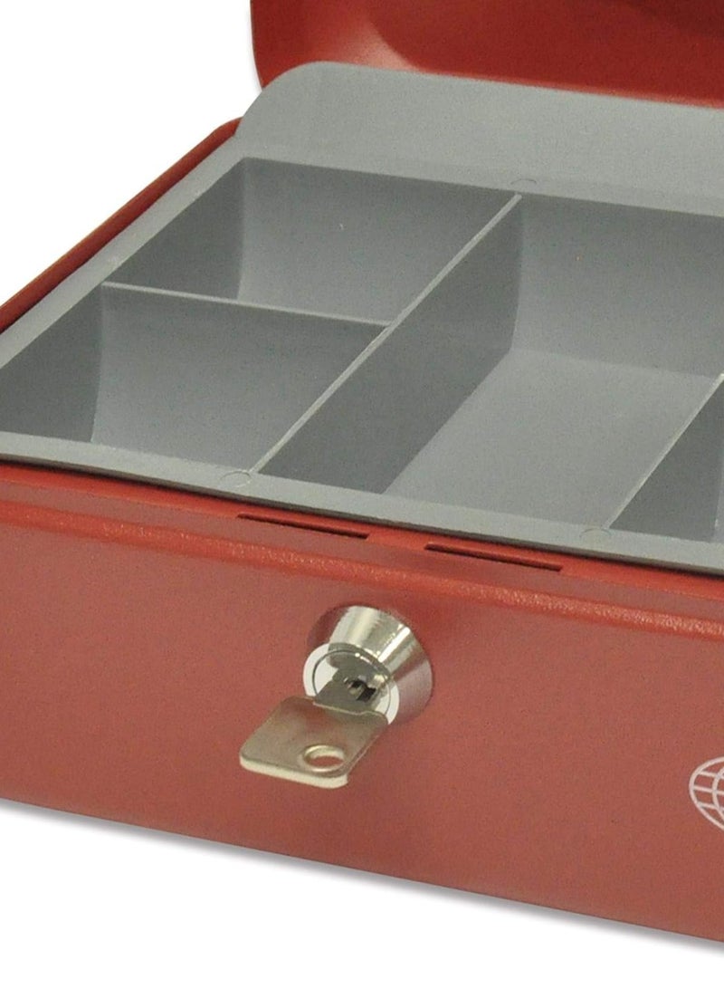 FIS Cash Box Steel Red Color With key lock, 200 x 160 x 90 mm, 8 Inch Lock Size - FSCPTS0032RE - Image 3