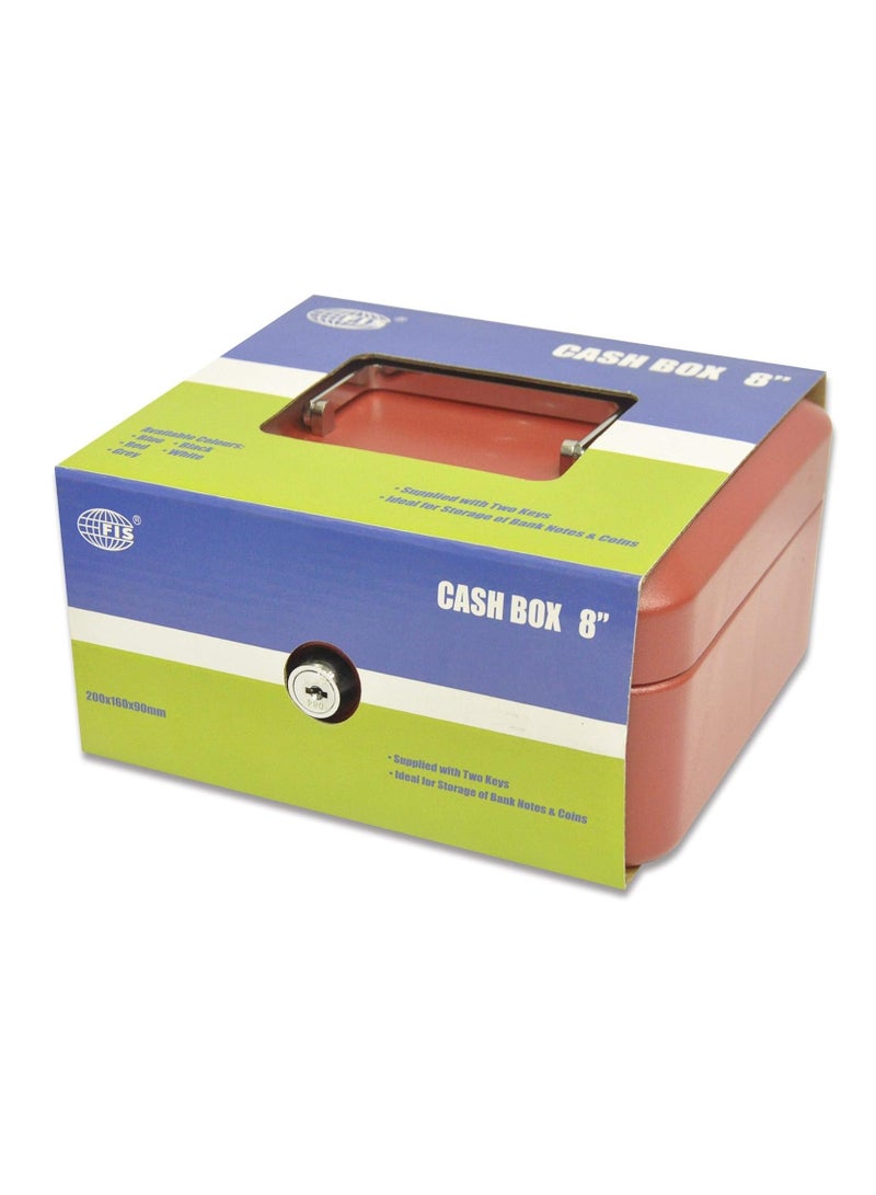 FIS Cash Box Steel Red Color With key lock, 200 x 160 x 90 mm, 8 Inch Lock Size - FSCPTS0032RE - Image 4