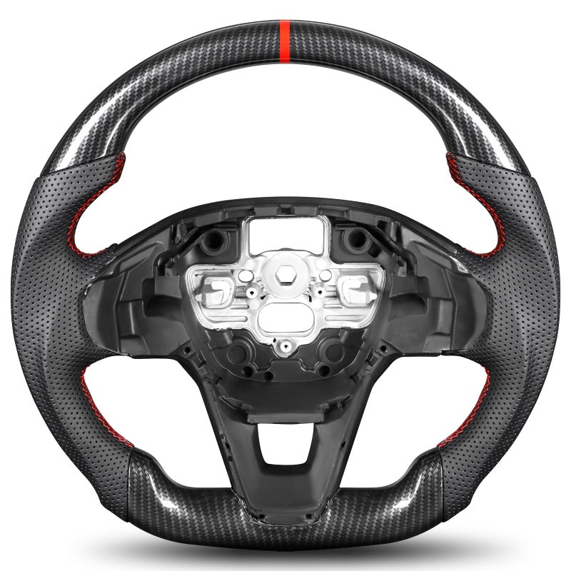 TESFEEL HydroDip CarbonFiber Steering Wheel for Ford Bronco Sport 20212025 DShaped FlatBottom Perforated Leather Grip HandStitched for BaseBig BendOuter BanksHeritage