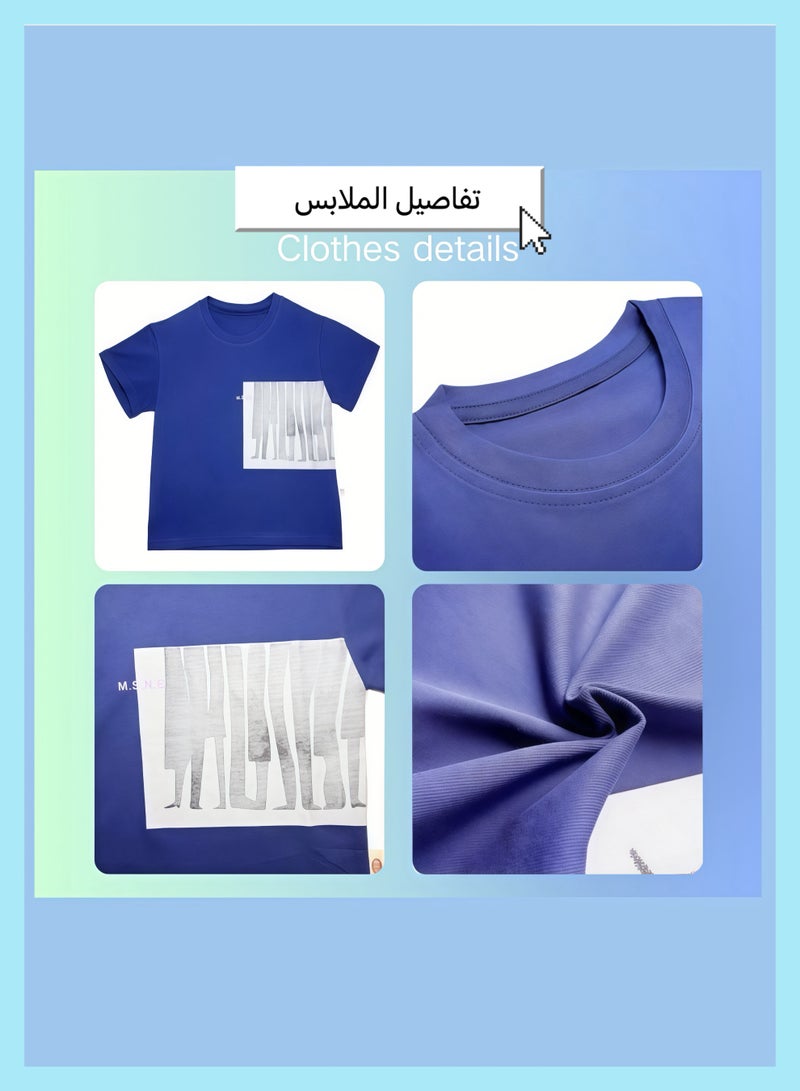 Boys' short-sleeved T-shirts, new 2025 children's summer clothing, breathable and stylish base shirts, color-blocked tops  - Image 2