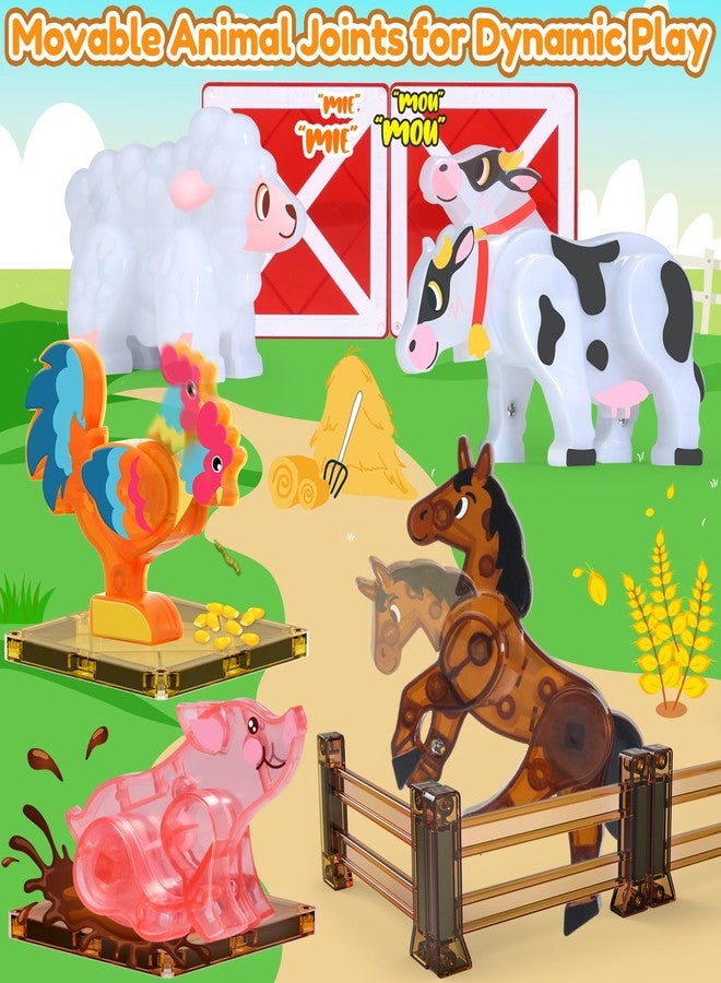 Oriate Magnetic Game Farm Animals for Magnetic Building Blocks, 5-Piece Farm Magnet Animal Game for Magnetic Building Blocks Children, Magnets Farm Animals Horse Cow Chicken Sheep Toy from 3 4 5 6 - Image 2