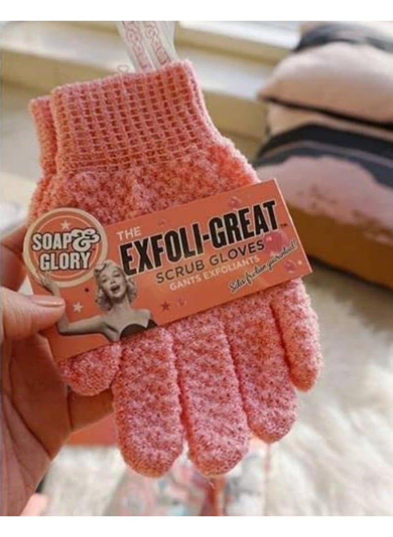 Soap & Glory Pink Exfoliating Gloves – For body exfoliation, dead skin removal, and skincare. The secret to smooth, healthy exfoliation for silky-smooth skin. - Image 4