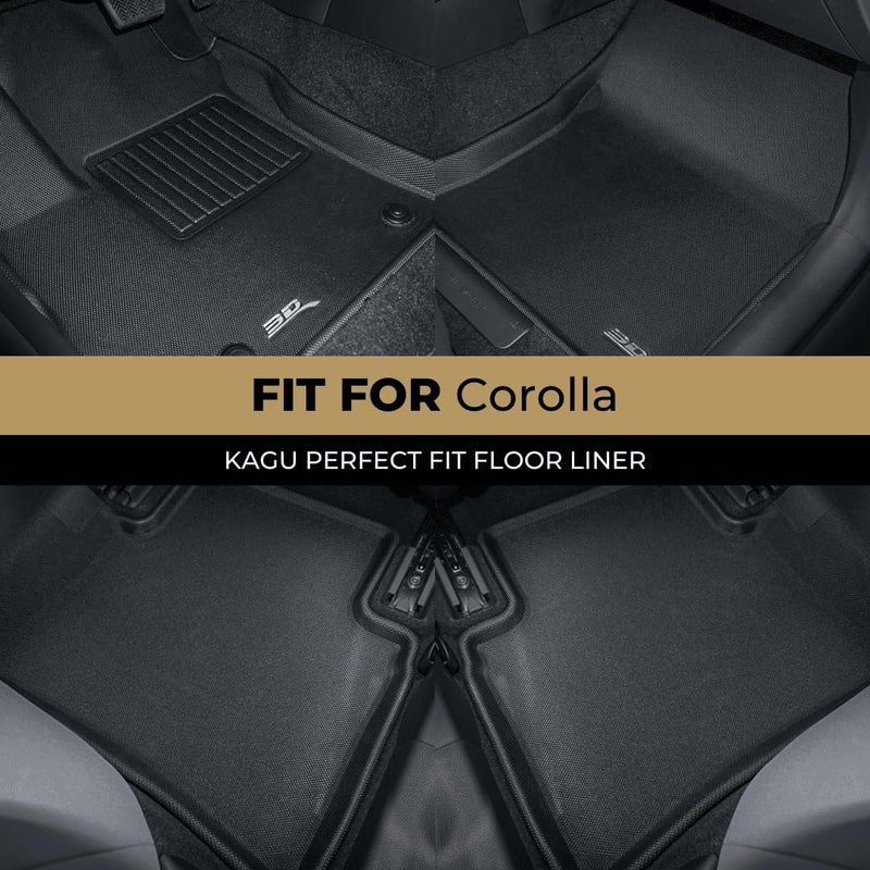 3D MAXpider KAGU Series Custom Fit All-Weather Floor Mats for Toyota Corolla Sedan (Black) - Image 2