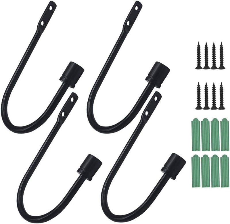 ZipSeven Zip Seven Heavy-Duty Curtain Holdbacks Metal Drapery Tieback Hooks Wall Mounted Drape Holder with Black Hardware (4) - Image 1