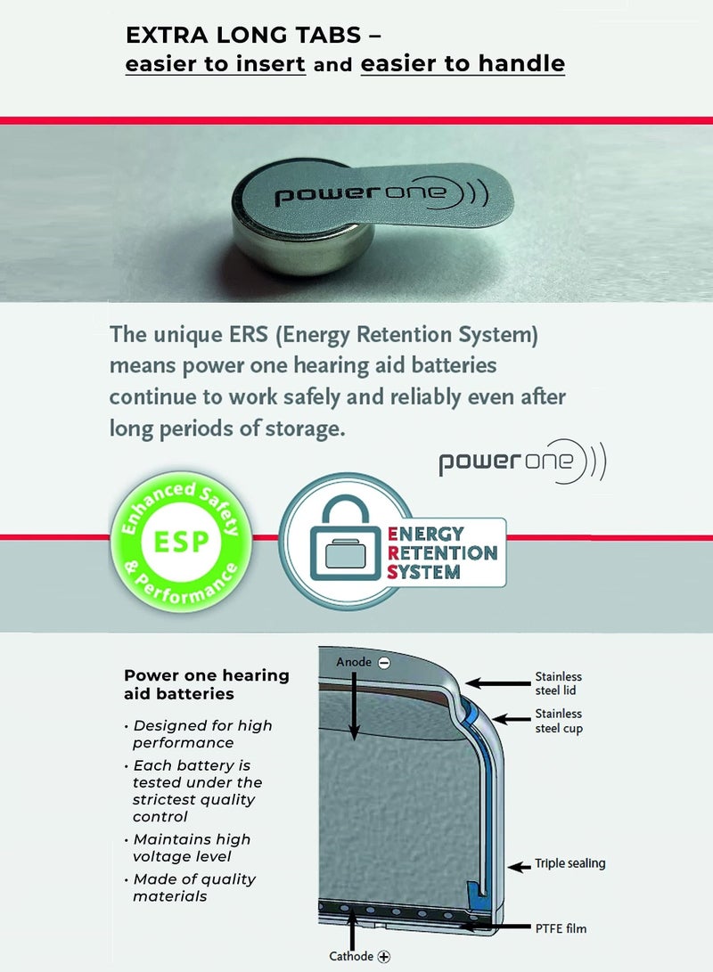 Power One Pack Of 18 Pieces 1.45V Original High Level Hearing Aid Batteries P312  - Image 4