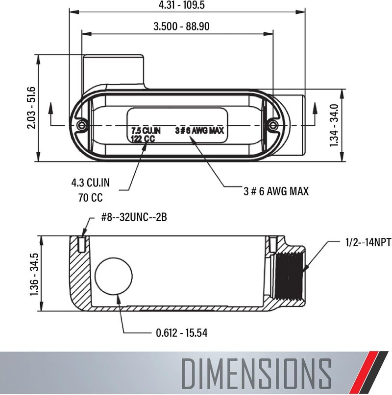 TayMac RLL050 Threaded LL Type Conduit Body, Die Cast Aluminum, Stamped Steel Cover, 1/2-Inch,Gray - Image 3