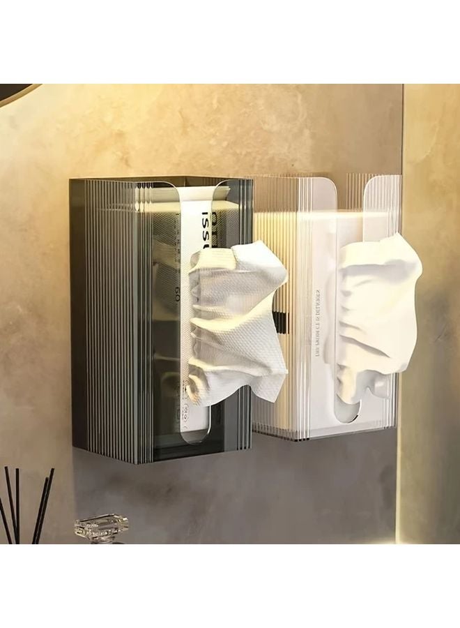 Modern Square Wall Mounted Tissue Box Transparent White Green 2 Pack Bathroom Kitchen Organizer - Image 4