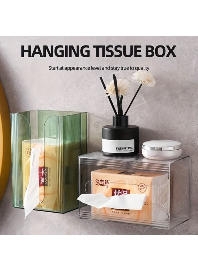 Modern Square Wall Mounted Tissue Box Transparent White Green 2 Pack Bathroom Kitchen Organizer - Image 5