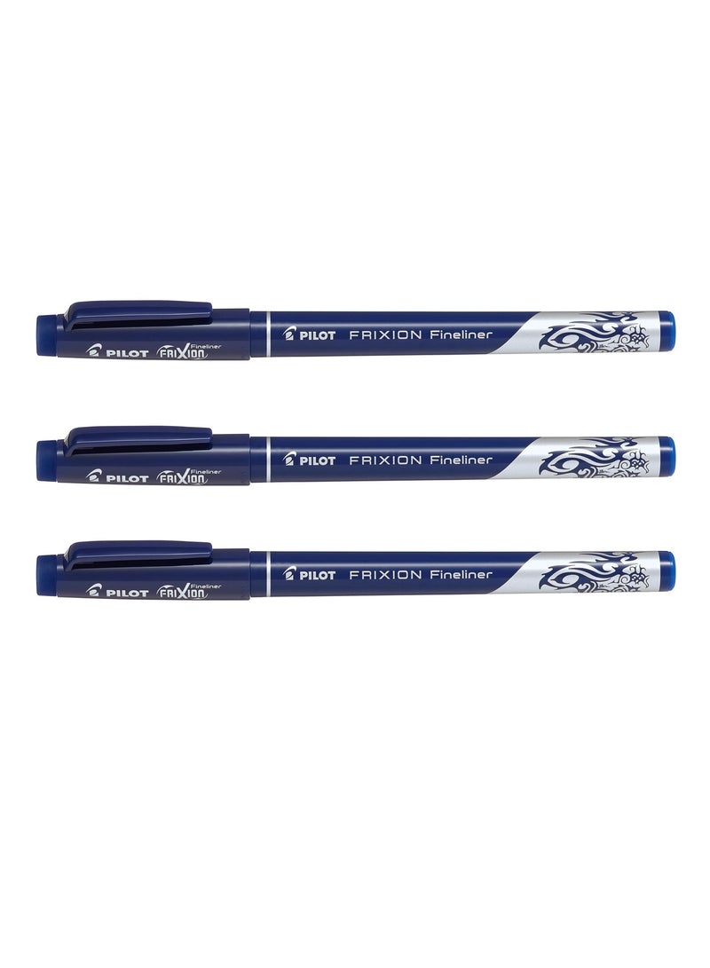 PILOT 3-Piece Frixion Erasable Fineliner Pen Blue Ink - Image 1