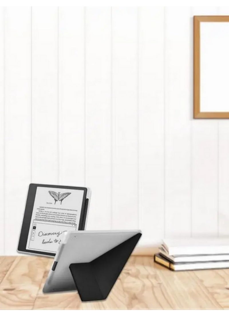 لحافظة كيندل سكريب 10.2 بوصة - إصدار 2022 - حامل متعدد الزوايا قابل للطي - غطاء واقي من TPU الناعم مع حامل قلم مدمج - ميزة النوم والاستيقاظ التلقائي - موديل كيندل سكريب 2023 C4A6T4 - أسود - Image 5