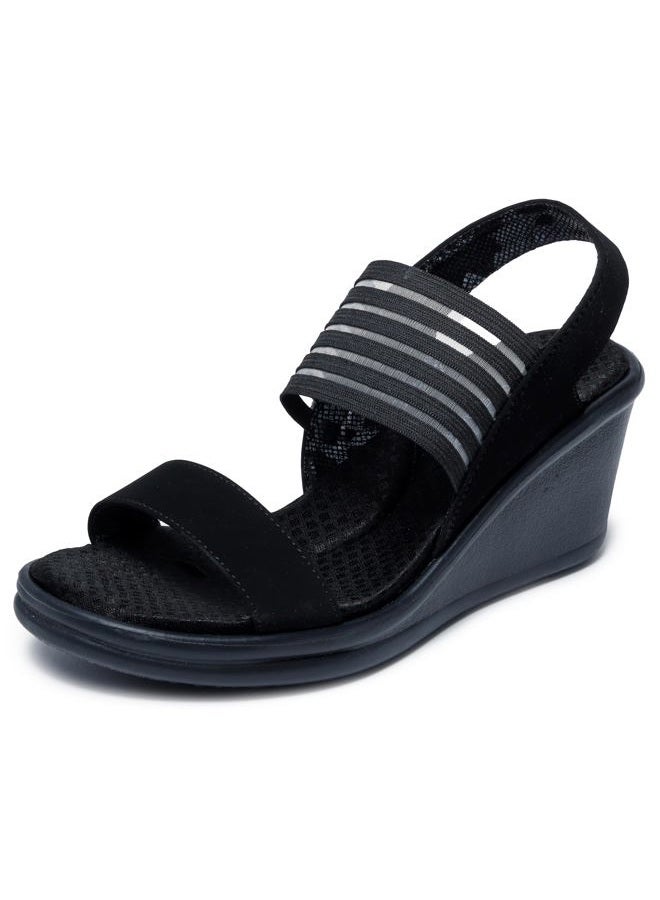 SKECHERS صندل كالي النسائي راملرز - ويدج خيال علمي أسود، 36.5 EU عريض - Image 1