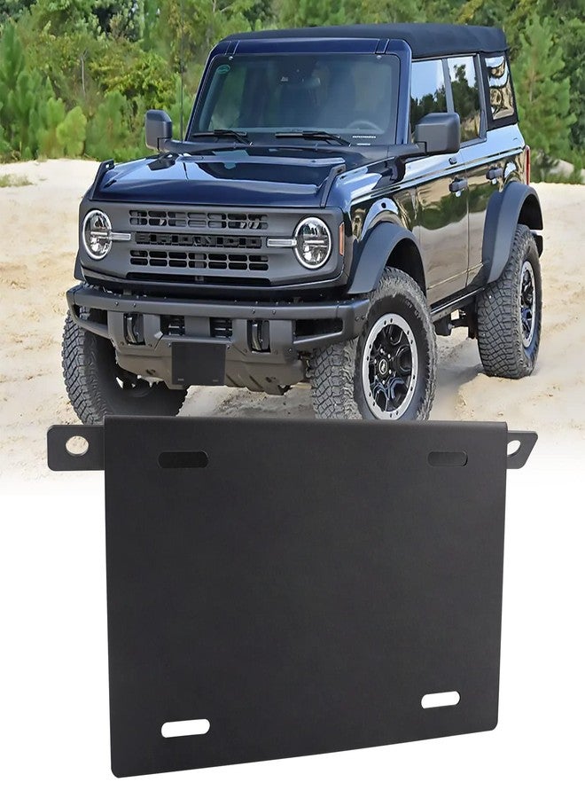 GLOBLED Front License Plate Bracket for Ford Bronco, Steel License Plate Mounting Holder Front License Plate Frame Compatible with 2021 2022 2023 Ford Bronco, Black - Image 1