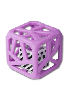 Malarkey Kids Chew Cube Baby Teether Rattle | Soft Food-Grade Silicone Teething Toy | BPA-Free | Stimulates Gripping & Motor Skills | 3M+ | Dimensions: L 8 x B 2 x H 10.5 cm  - Image 1