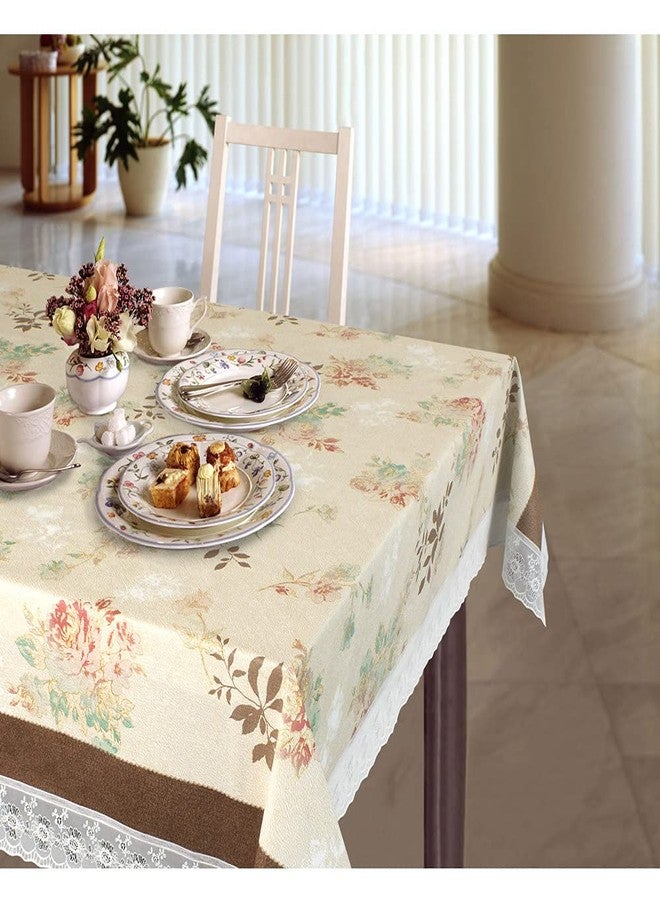 Freelance PVC Vinyl Tuscany Flannel Backing Dining Plastic Table Cover Cloth - Waterproof Protector, 6-8 Seater, Oblong/Oval 60 X 90 inches (with White Border Edge Lace) - Product of Meiwa, Japan - Image 2