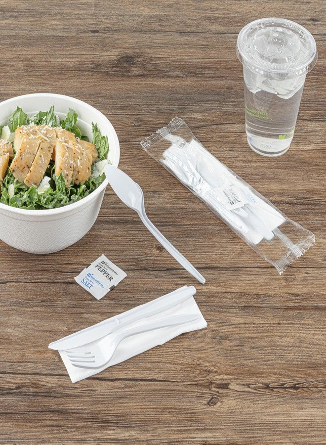 Restaurantware-RW Base 8.9 x 2.7 x 1.2 Inch Cutlery Set, 500 Medium Weight Utensil Packs - With Napkin And Salt/Pepper Packets, White Plastic Flatware Kits, Individually Wrapped - Image 4