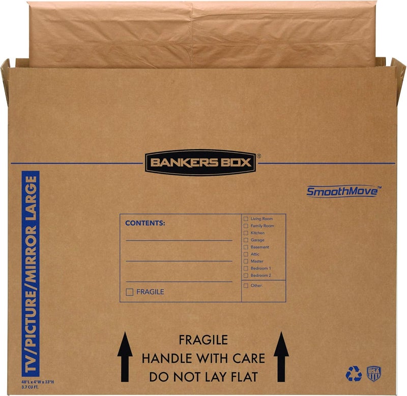 Bankers Box Large - up to 55" TV/Picture/Mirror - Moving Box 4 Pack, 48-in x 4-in x 33-in (7711301) - Image 1