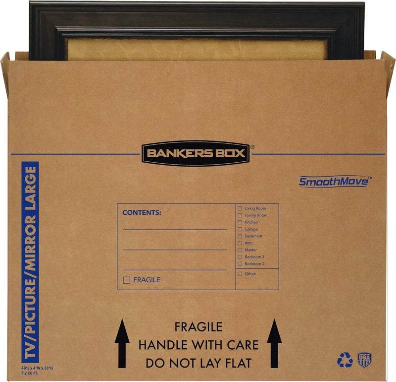 Bankers Box Large - up to 55" TV/Picture/Mirror - Moving Box 4 Pack, 48-in x 4-in x 33-in (7711301) - Image 2