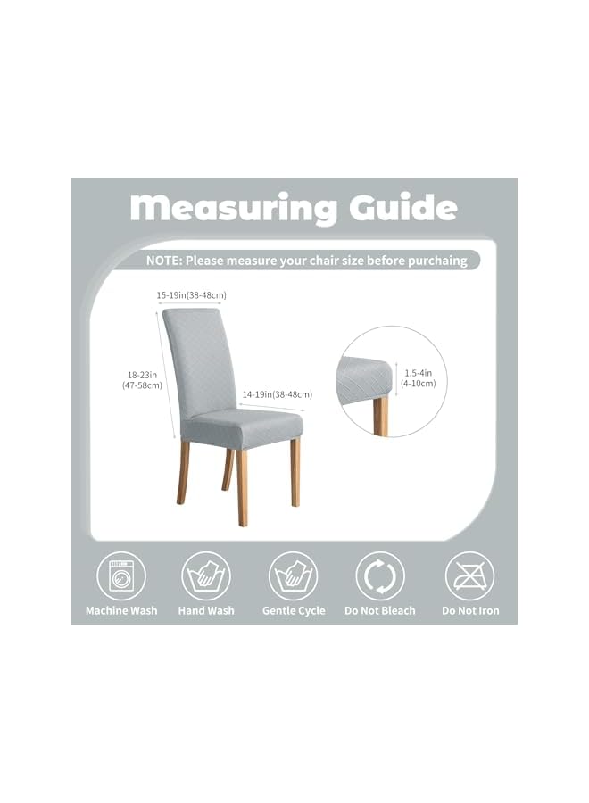 The Bros Dining Chair Slipcovers, Diamond lattice Jacquard Dining Room Chair Cover Set of 6, Super Fit Stretch Fabric Slipcover Removable Washable Protector for Home,Restaurant-Silver Gray - Image 5