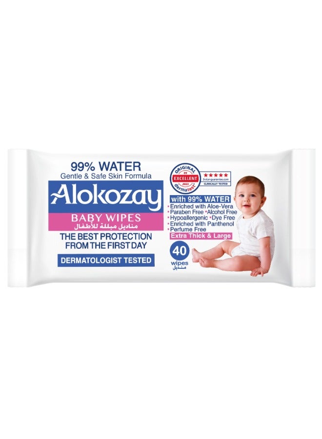 Alokozay 99 Percent Water Wet Wipes 40 Sheets - Image 1