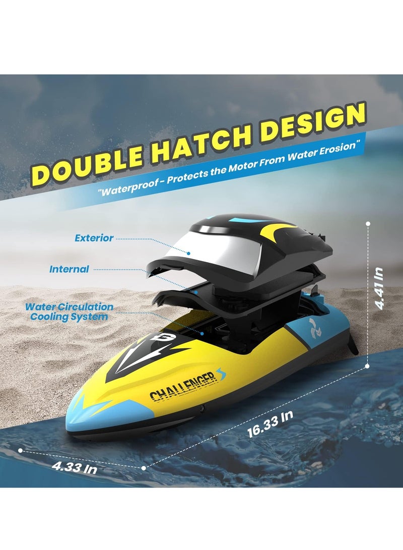 DEERC Brushless RC Boat, 30+ mph Fast Remote Control Boats with Never Capsize&Low Battery Alarm Function, 2.4GHz Racing Boat with LED Lights for Pools&Lakes, Speed Toy Gift for Adults Boys&Girls - Image 2