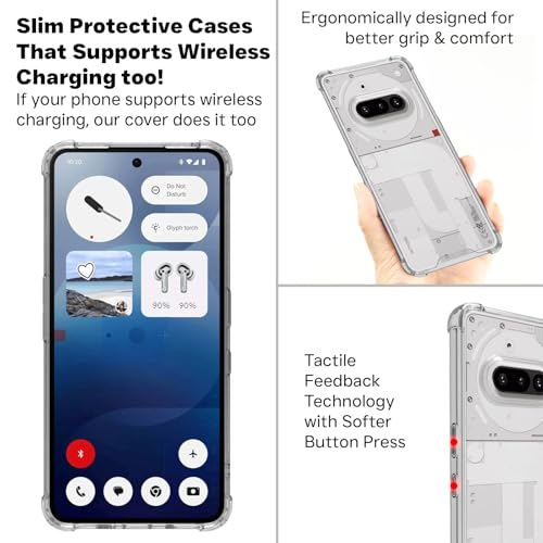 RIGGEAR Shockproof Clear Hybrid Airbag Armor Back Cover Case for Nothing Phone 3a (Clear PC+ Transparent TPU Bumper) - Image 4