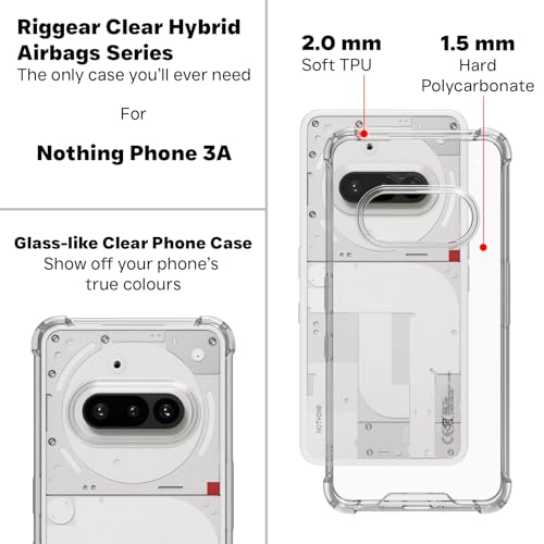 RIGGEAR Shockproof Clear Hybrid Airbag Armor Back Cover Case for Nothing Phone 3a (Clear PC+ Transparent TPU Bumper) - Image 5