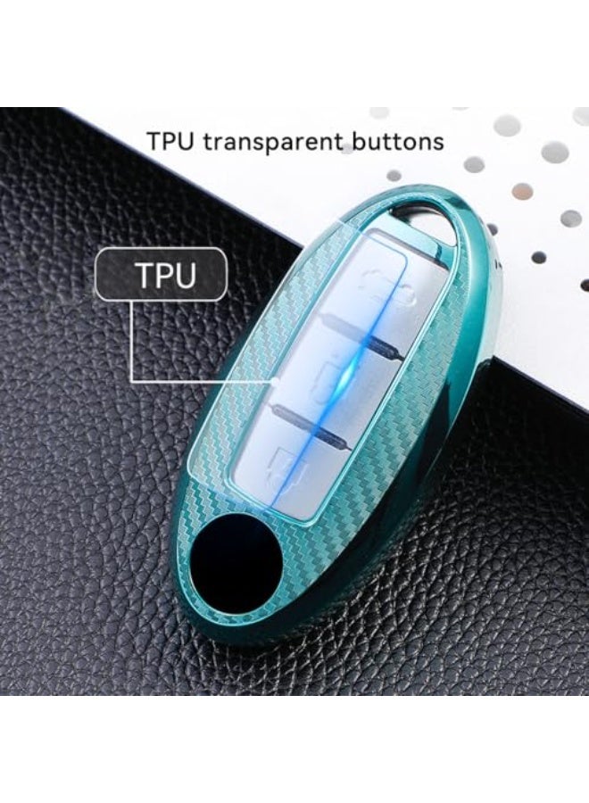 JZS Car Key Cover New Styling Carbon Fiber Pattern Car Key Cover Case Fit for Car PATROL QX80 and Infiniti QX56 key 3/4/5 button Tiida Sunny/Teana/X-Trail/Livina/ keychain Case Shell,Green - Image 4