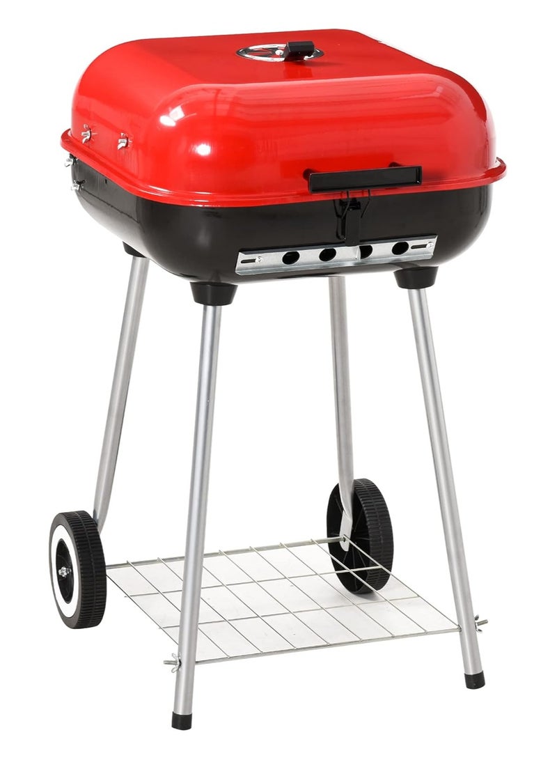 DubaiGallery Portable BBQ Stand Set with Lid, Grill & Wheels – Lightweight Charcoal Barbecue Grill with Lid, Easy to Assemble Indoor and Outdoor Grill Perfect for Camping & Tailgating - Image 2