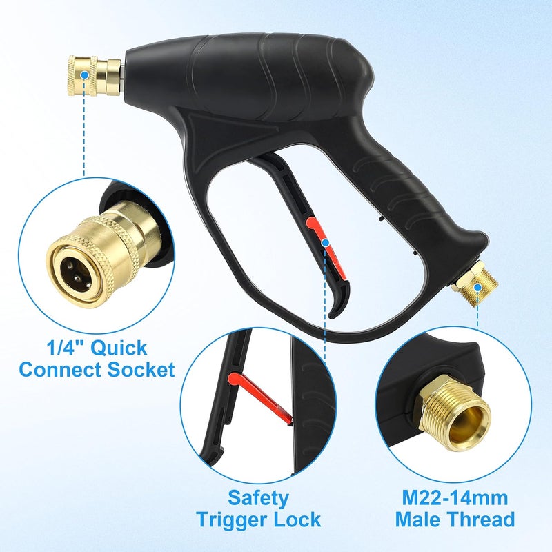 JOEJET بندقية غسيل بالضغط من مزودة بمدفع رغوة، بندقية رغوة لغسيل السيارات مع موصل سريع بقطر 1/4 بوصة، 5 رؤوس فوهات لغسيل بالضغط، سعة 1 لتر. - Image 2